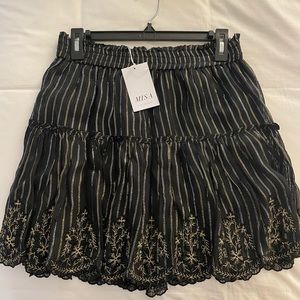 NWT Misa Los Angeles Embroidered Tiered Mini Skirt